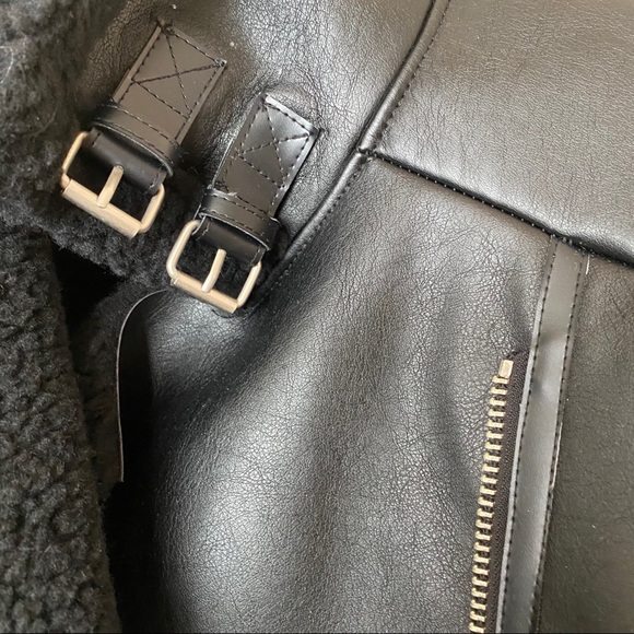 YAN13 Men’s Shearling Lined Bomber Jacket - Picture 5 of 10